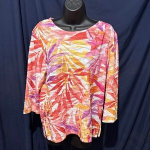 Alfred Dunner Colorful Leaf Print Blouse